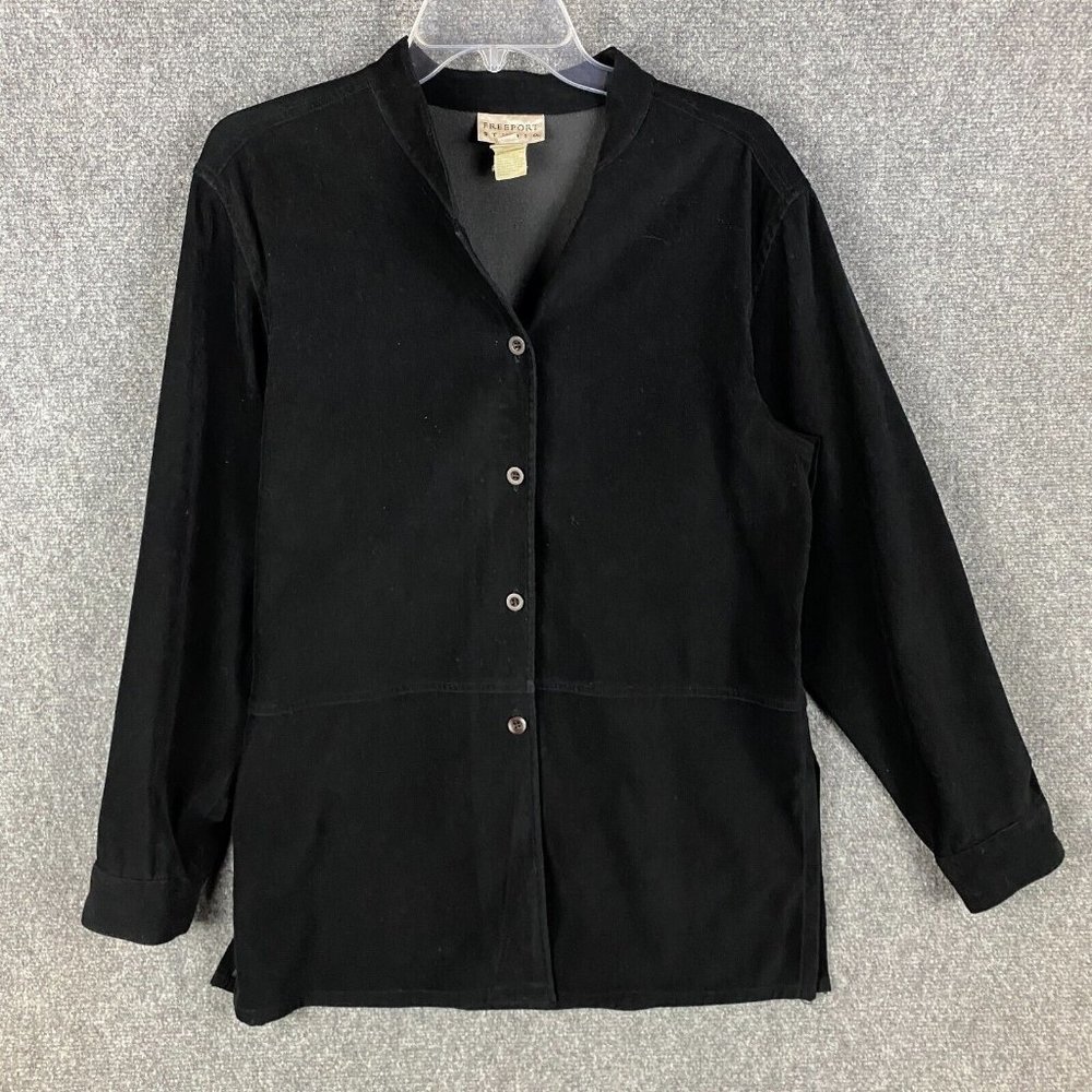 Freeport Studio Button Up Women's Size 16 Black Velvet Polyester Adults